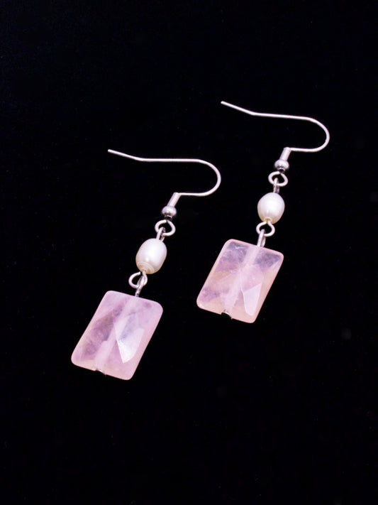 Pearl and Rose Quartz Earrings