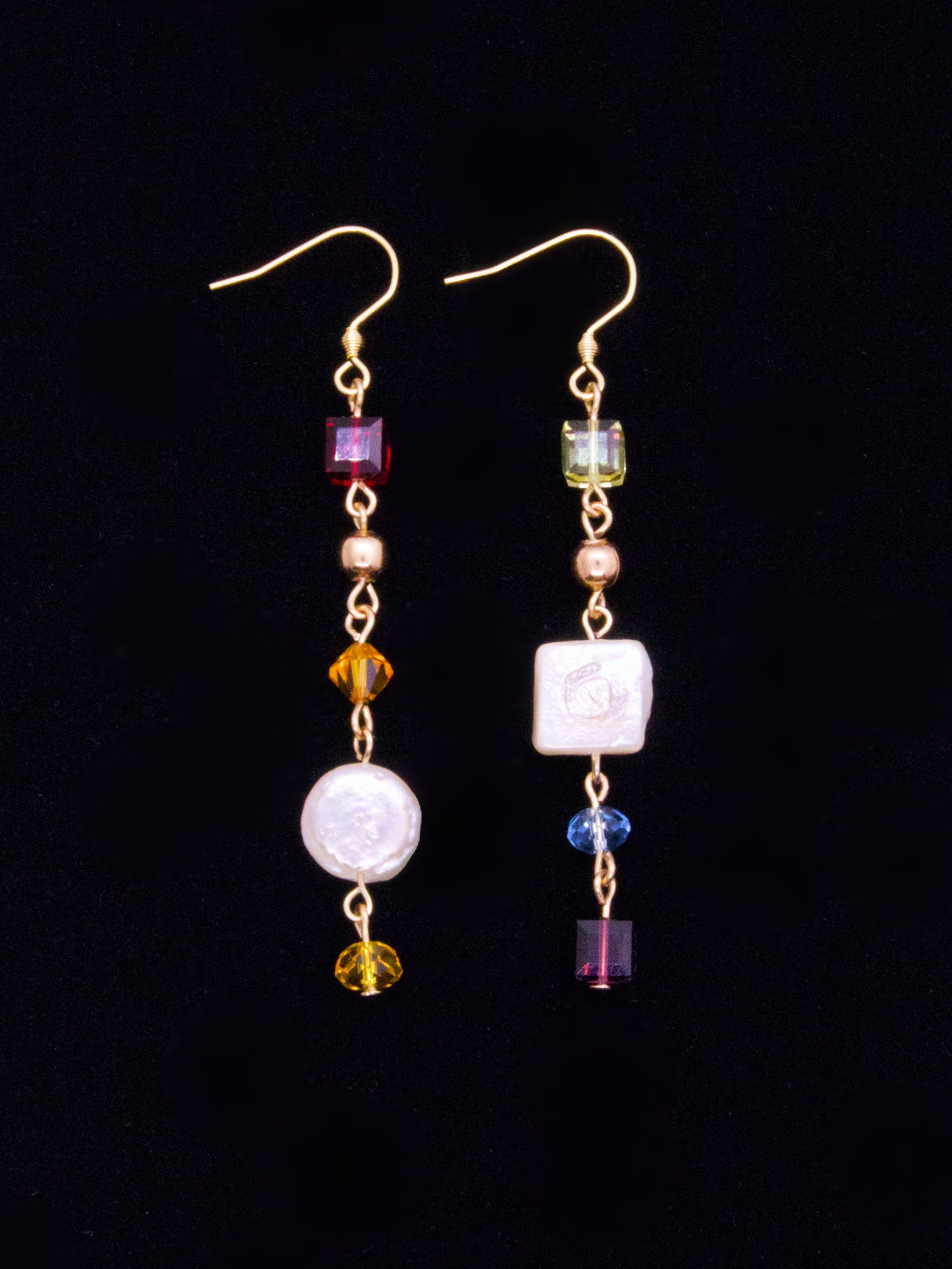 Asymmetrical Rainbow Gem Earrings