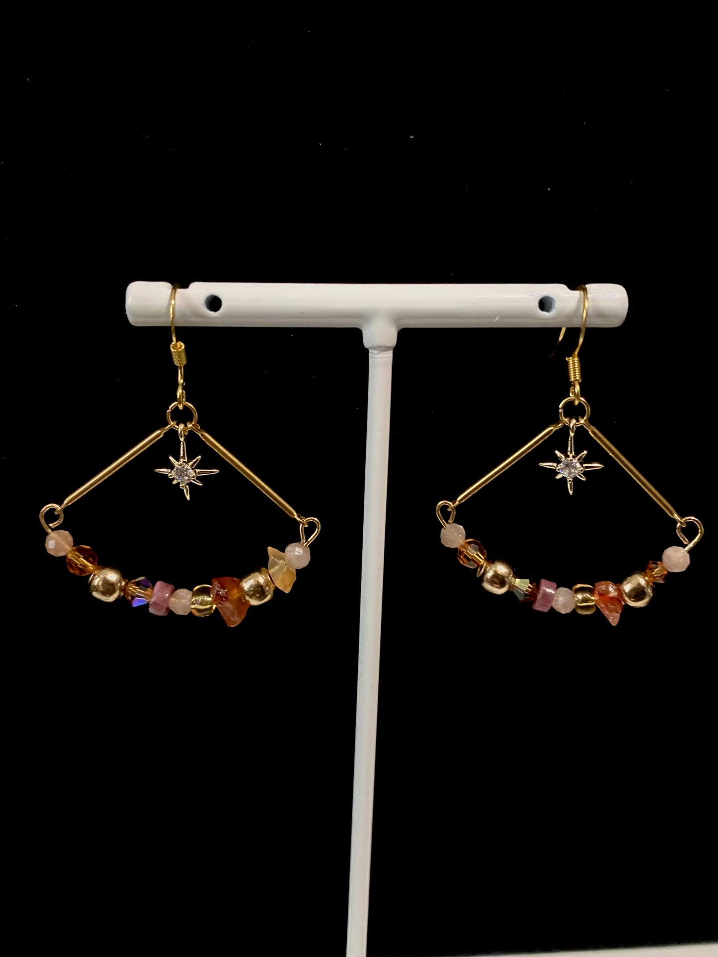 Sunstone Triangle Earrings