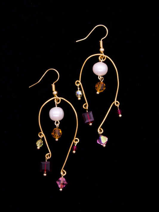 Rainbow Gemstone Wire Earrings