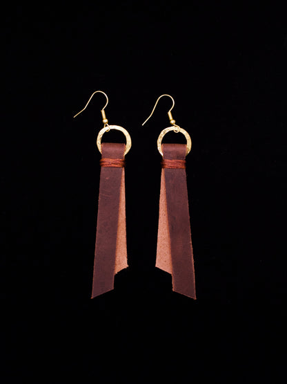 Leather Tag Earrings