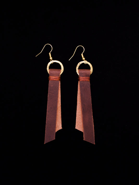Leather Tag Earrings