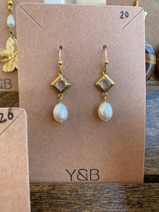 Glass Pearl Drop Earrings