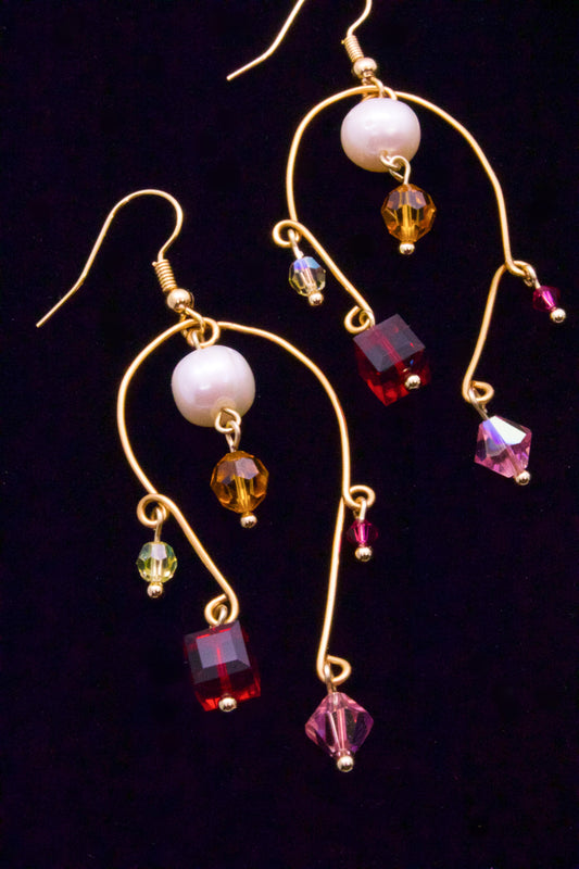 Rainbow Gemstone Wire Earrings