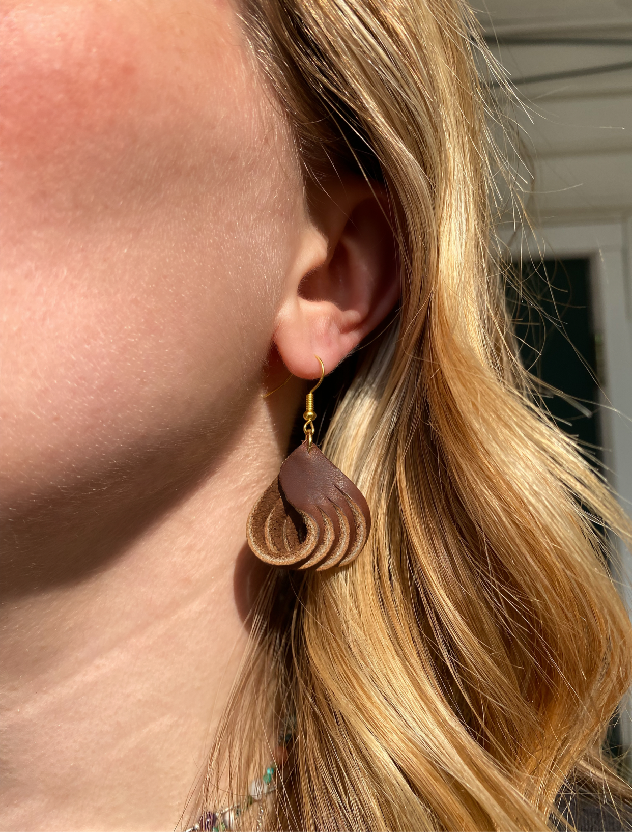Leather Spiral Earrings