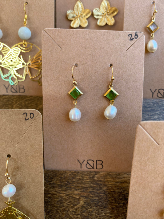 Glass Pearl Drop Earrings