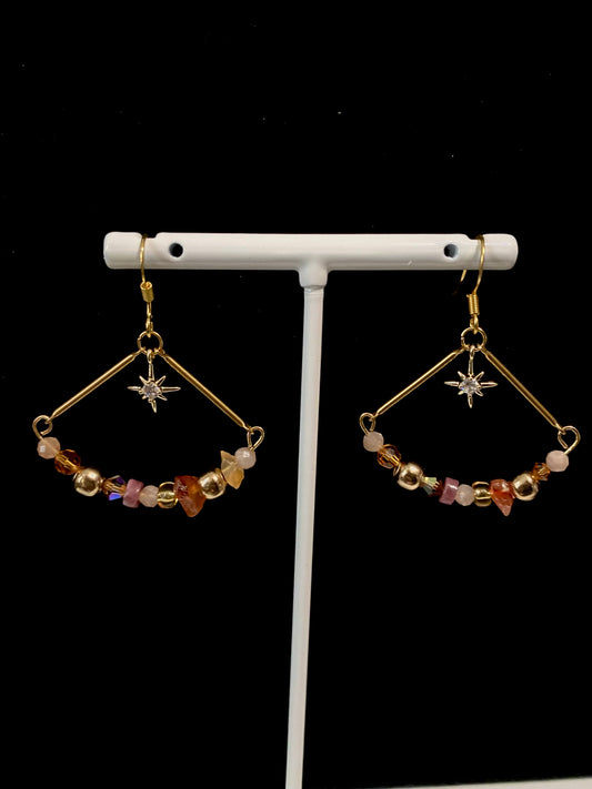 Sunstone Triangle Earrings