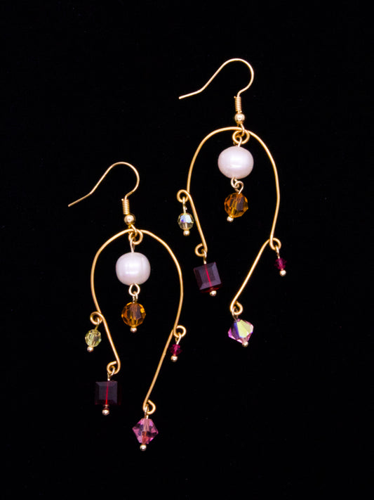 Rainbow Gemstone Wire Earrings