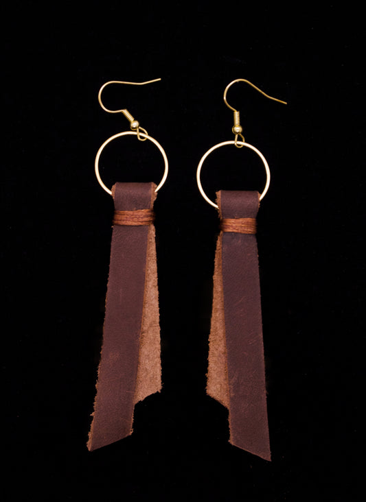 Leather Tag Earrings